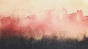 梦幻红色雾霭风景图