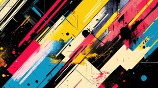 炫彩几何线条抽象艺术画