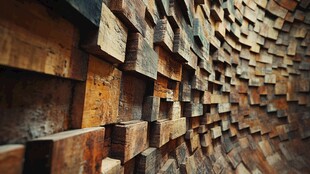 木质方块墙面艺术构造