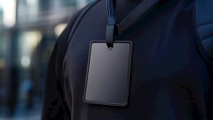 黑色挂绳工牌特写