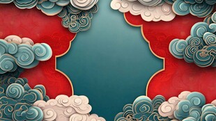 中式云纹边框背景图