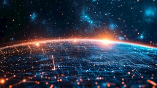 未来科技感的宇宙地球景观