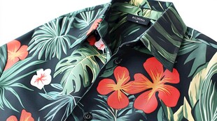 热带花卉印花男士衬衫