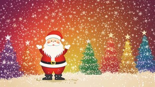 圣诞老人与多彩圣诞树