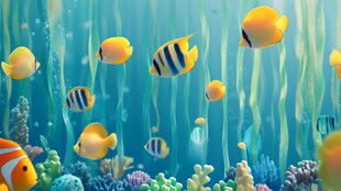 梦幻海底鱼群珊瑚美景