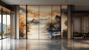 中式山水屏风装点雅致空间
