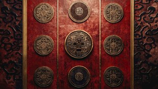 中式古钱币装饰墙面艺术