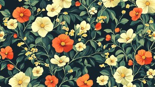 花卉图案 复古风格植物绘