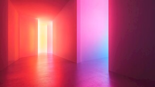 梦幻炫彩的光影走廊