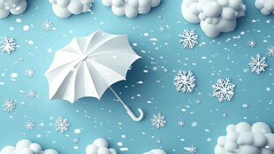 蓝天下的雪伞与云朵