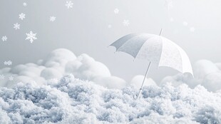 雪境中的纯白雨伞