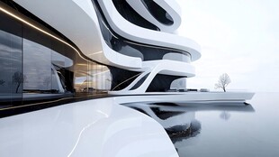 未来感流线型现代建筑景观