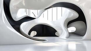 未来感抽象建筑室内空间