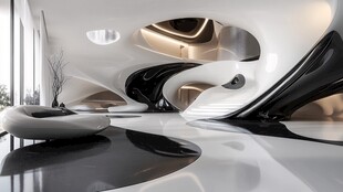 未来感流线型室内空间设计