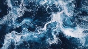 汹涌澎湃的蓝色海洋画面