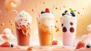 三杯缤纷美味特色奶茶