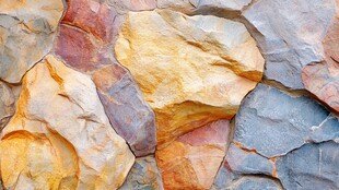 多彩拼接石墙纹理特写