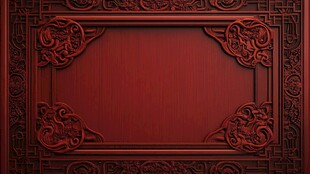中式红底雕花边框背景
