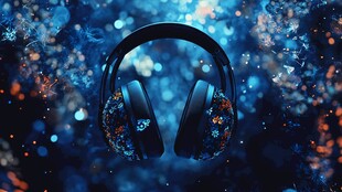 炫酷幻彩耳机梦幻背景