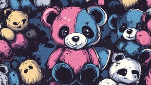 多彩可爱小熊图案插画