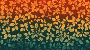 渐变底色上的缤纷花叶图案