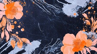 黑底橙花抽象艺术背景图