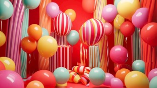 缤纷多彩气球营造欢乐氛围