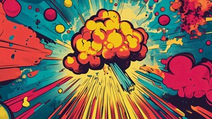 爆炸瞬间的酷炫漫画风画面