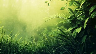 梦幻绿意丛林清晨景象