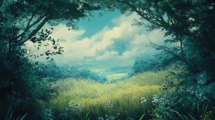 梦幻森林中的绿野风光