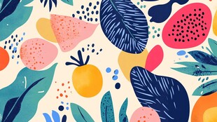 缤纷水果植物图案插画