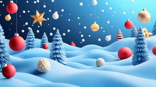 冬日圣诞雪景装饰插画