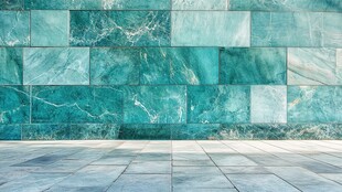 青绿色大理石墙面与地面