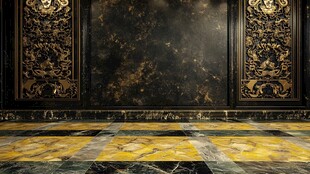 奢华黑金大理石室内场景