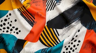 几何图案彩色丝绸布料