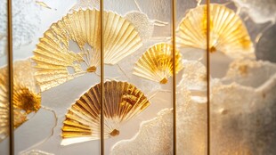 中式金扇屏风艺术景致