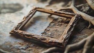 古朴木相框 静置于泥地