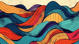 彩色波浪抽象艺术图案