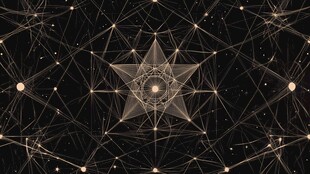 金色星状几何网络图案