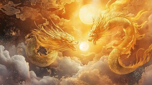 双龙戏珠 云端耀日奇景