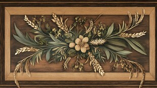 复古植物浮雕装饰艺术作品