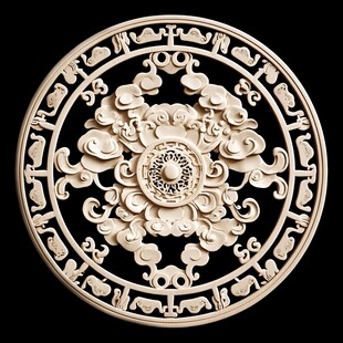 中式圆形雕花装饰艺术品