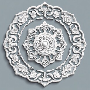 中式雕花圆形浮雕装饰图案