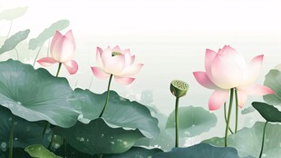 夏日荷花绽放图