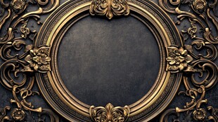 复古金色雕花圆形装饰框