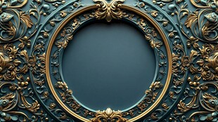 复古奢华金色雕花圆形框架