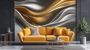 现代轻奢风客厅沙发背景墙