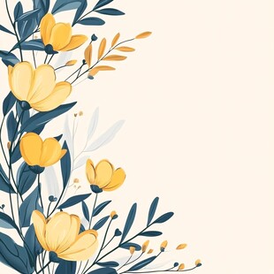 黄色花卉植物装饰插画