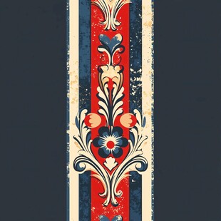 复古花卉条纹装饰图案