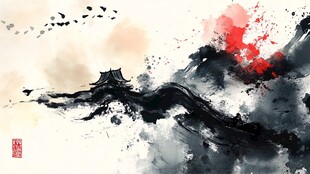 水墨写意山水意境图